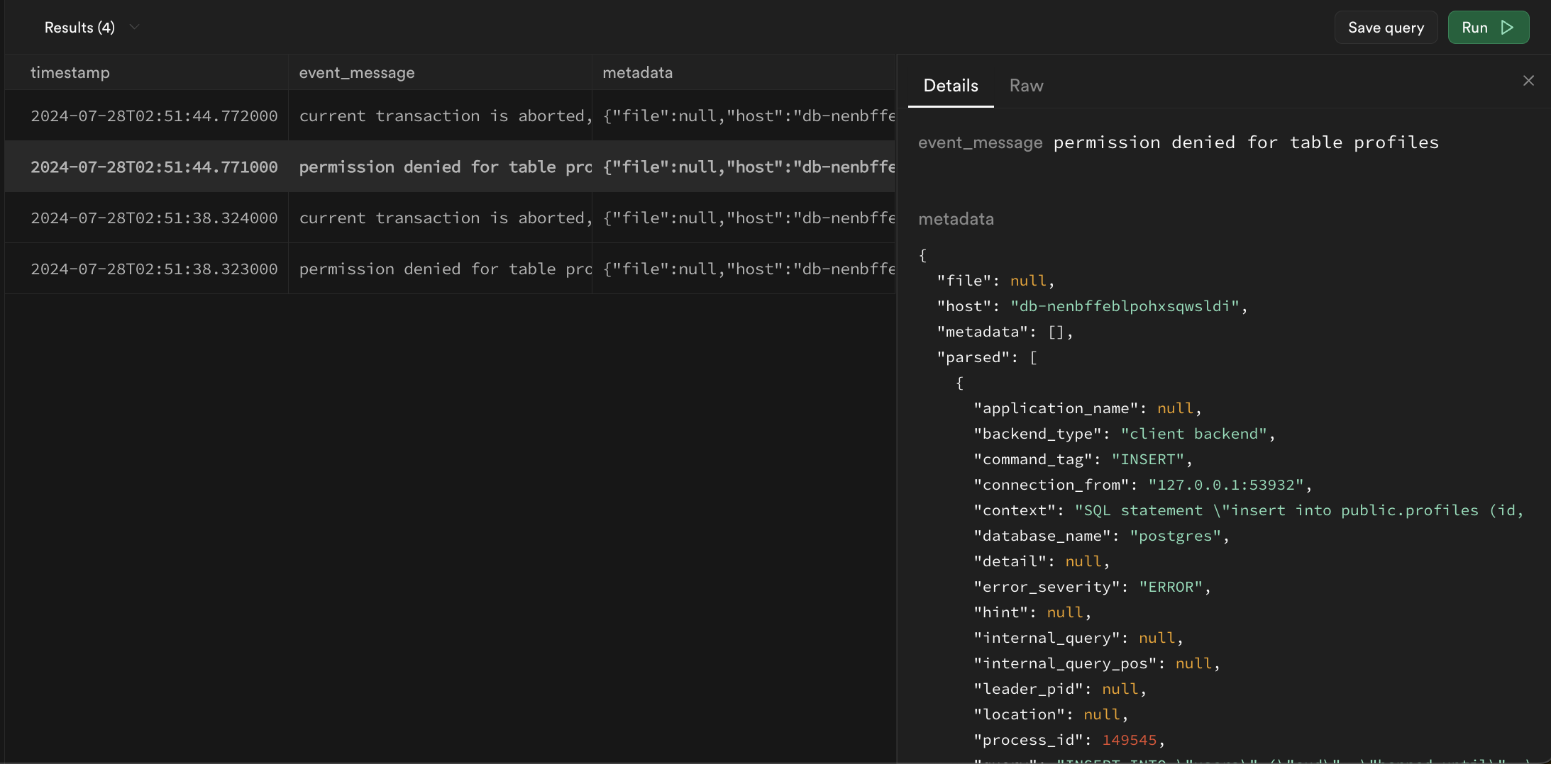 Expanding log results